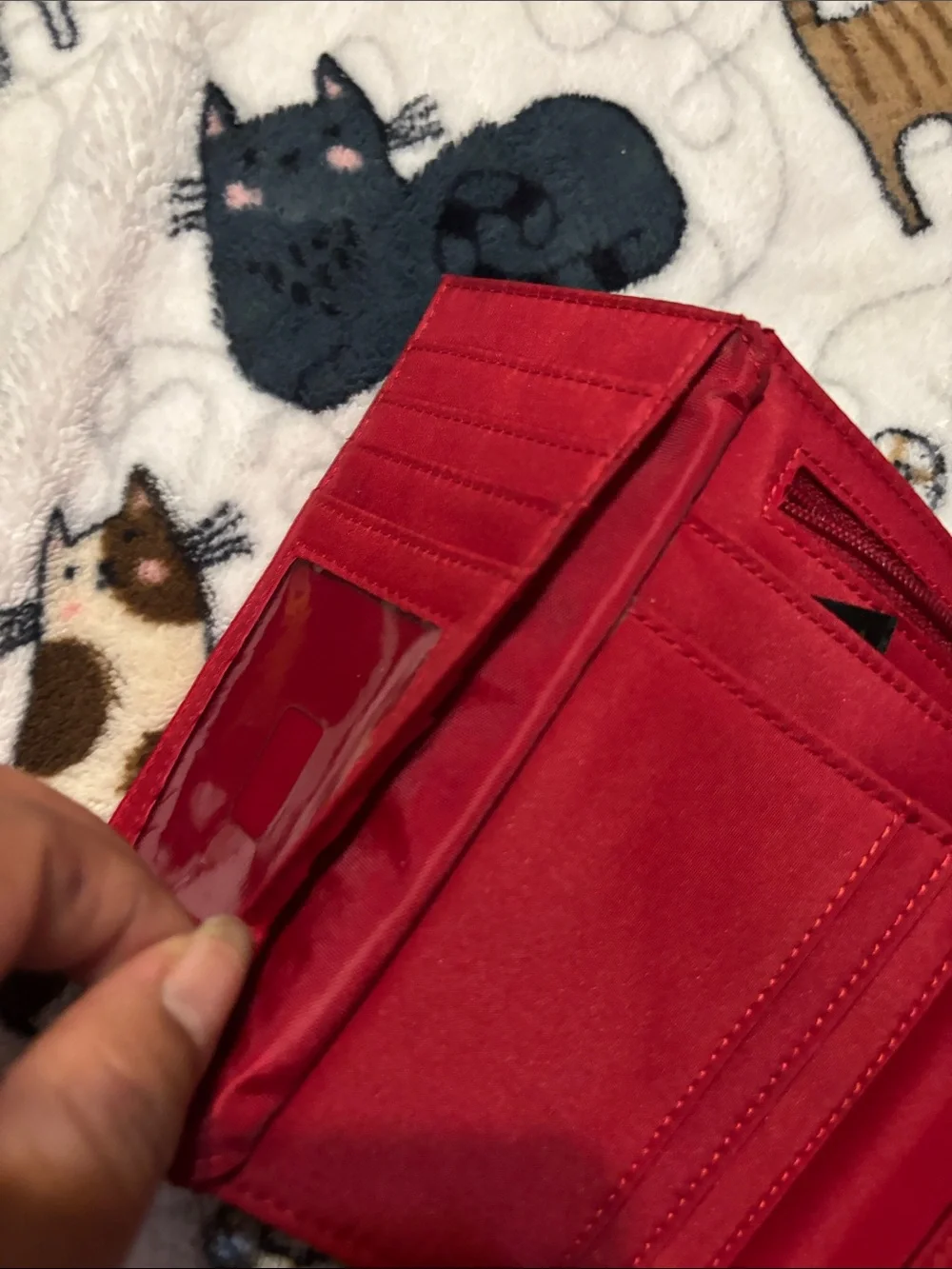 Tommy Hilfiger Red Trifold Wallet Clutch with ID Window